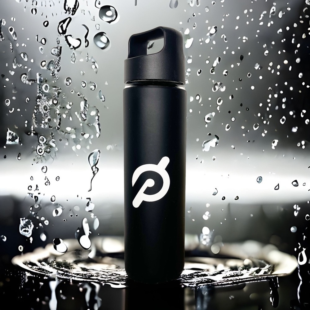 Peloton Glass Water Bottle Black Silicone Sleeve Screw Top New